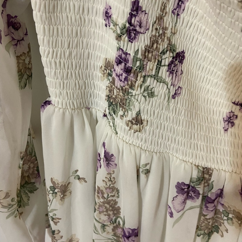 torrid White Maxi Dress with Purple Floral Accents size 1 - Picture 5 of 7